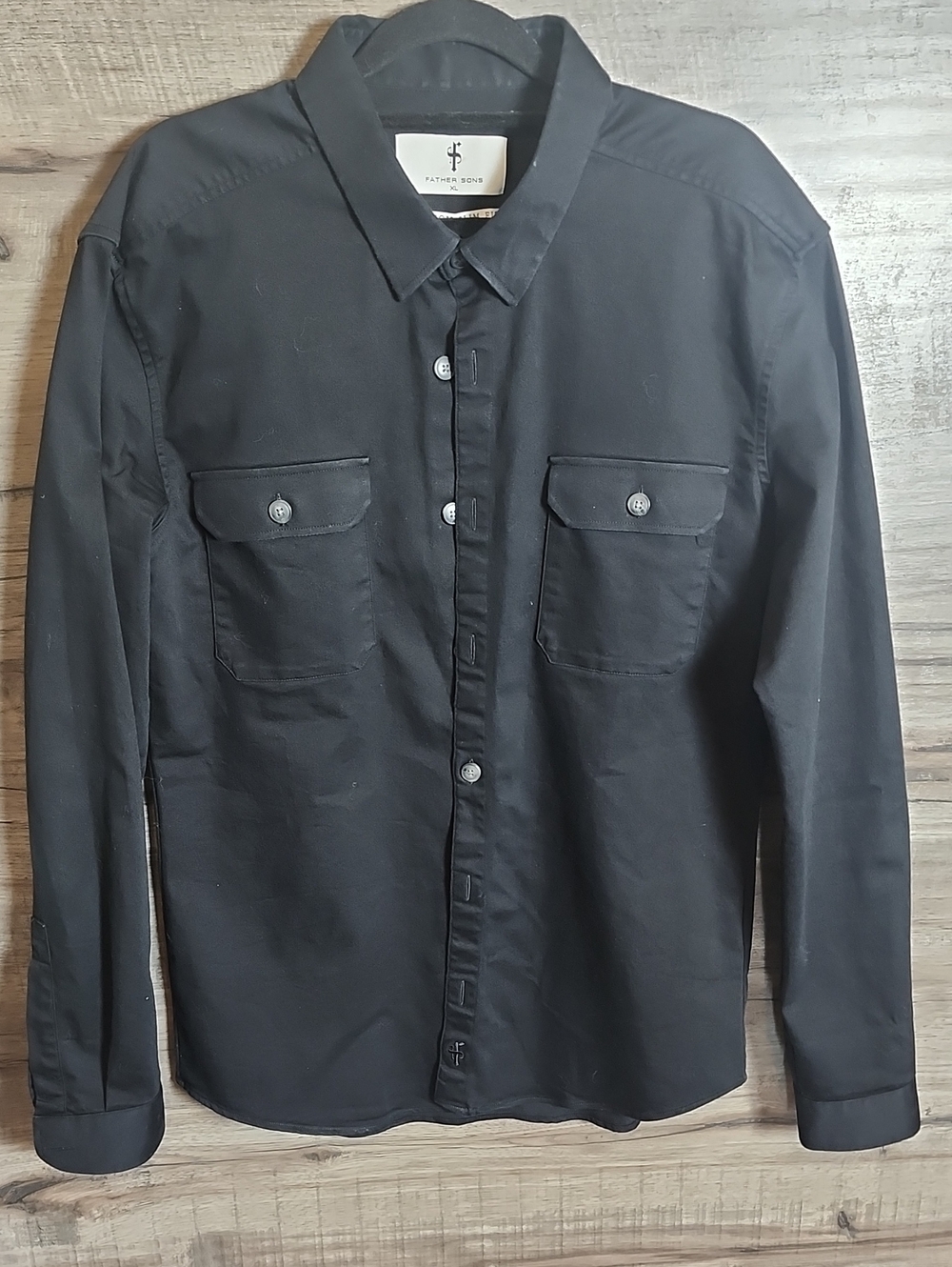 Father Sons Stretch Slim Fit Utility Button Down In Black
